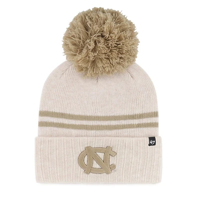 Women's '47  Natural North Carolina Tar Heels Core & Inline Latte Cuffed Knit Hat with Pom