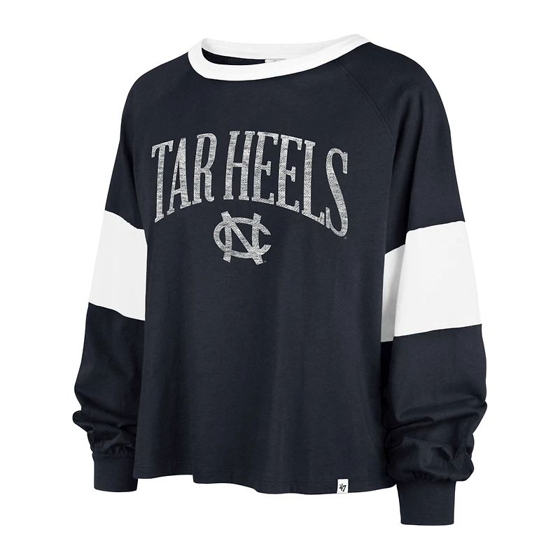 T-shirt à manches longues '47 Navy North Carolina Tar Heels Upside Rhea Raglan pour femmes