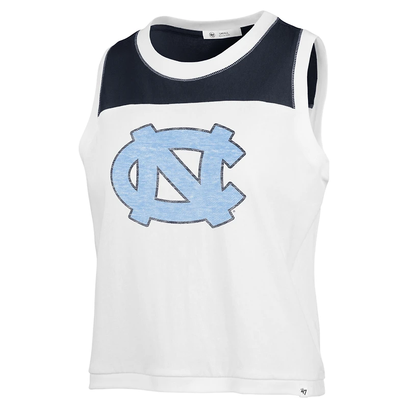 Women's '47 White North Carolina Tar Heels Premier Zoey Waist Length Tank Top