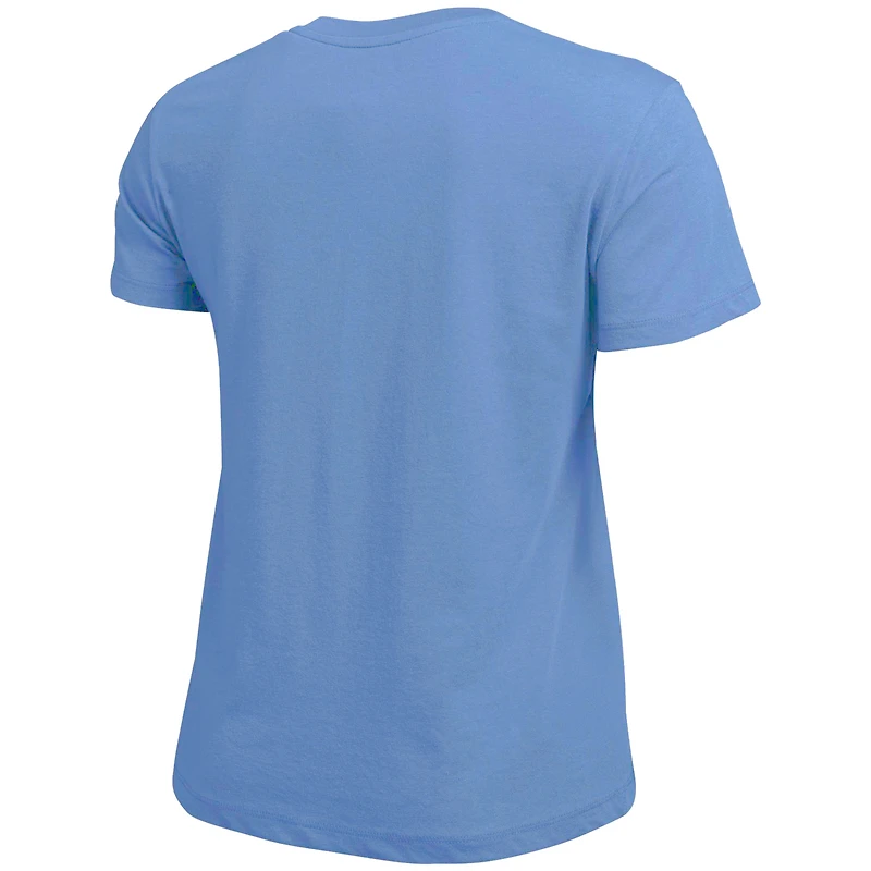 T-shirt bleu clair avec logo arqué des Tar Heels de Caroline du Nord pour femme
