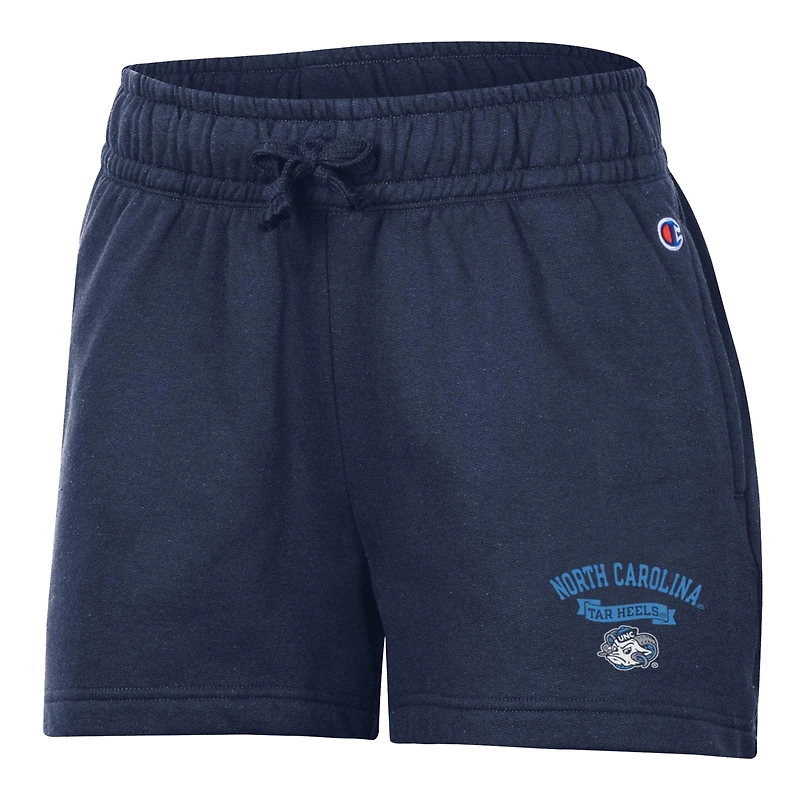 Women's Champion  Navy North Carolina Tar Heels Powerblend Elastic Waist Shorts