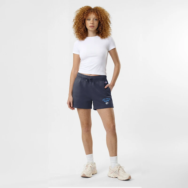 Women's Champion  Navy North Carolina Tar Heels Powerblend Elastic Waist Shorts
