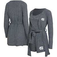 Ensemble trois pièces pour femme Concepts Sport Gray North Carolina Tar Heels Rigor, débardeur, short et peignoir