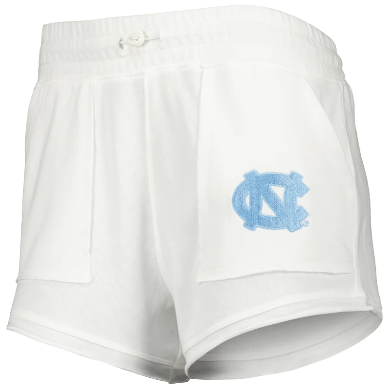 Concepts Sport - Ensemble t-shirt et short à manches longues encolure crantée de la Caroline du Nord pour femmes, blanc