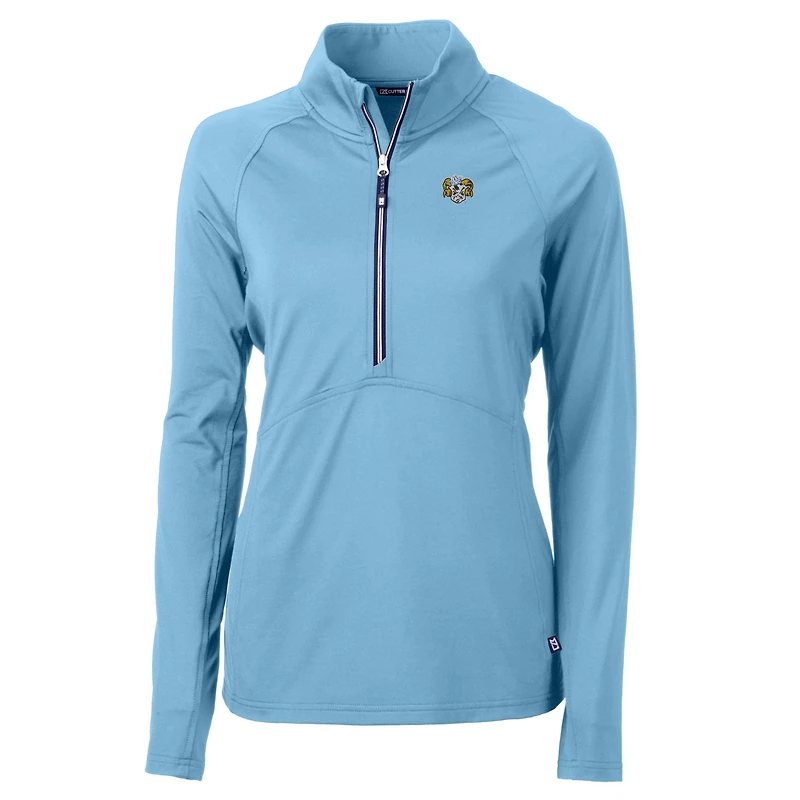 Women's Cutter & Buck Carolina Blue North Tar Heels Vault DryTec Adapt Eco Knit Stretch Recycled Raglan Half-Zip Top