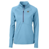 Women's Cutter & Buck Carolina Blue North Tar Heels Vault DryTec Adapt Eco Knit Stretch Recycled Raglan Half-Zip Top