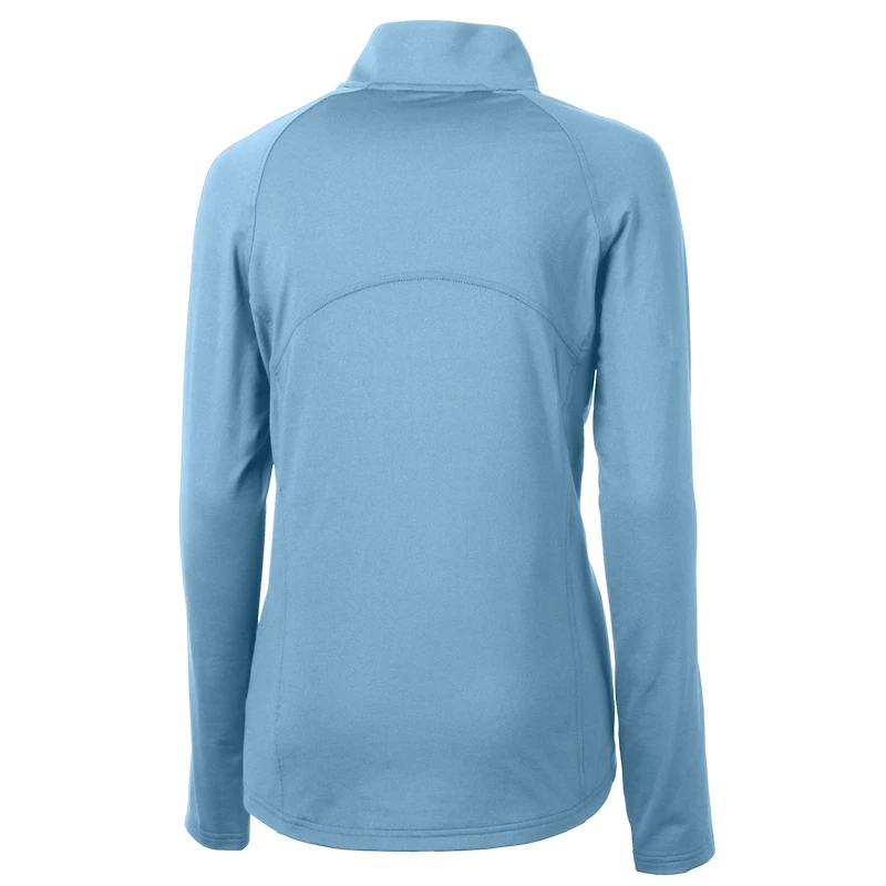 Women's Cutter & Buck Carolina Blue North Tar Heels Vault DryTec Adapt Eco Knit Stretch Recycled Raglan Half-Zip Top