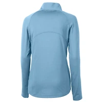 Women's Cutter & Buck Carolina Blue North Tar Heels Vault DryTec Adapt Eco Knit Stretch Recycled Raglan Half-Zip Top