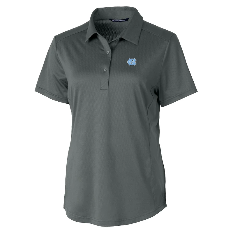 Polo texturé stretch gris Cutter & Buck pour femme, modèle Prospect des North Carolina Tar Heels.