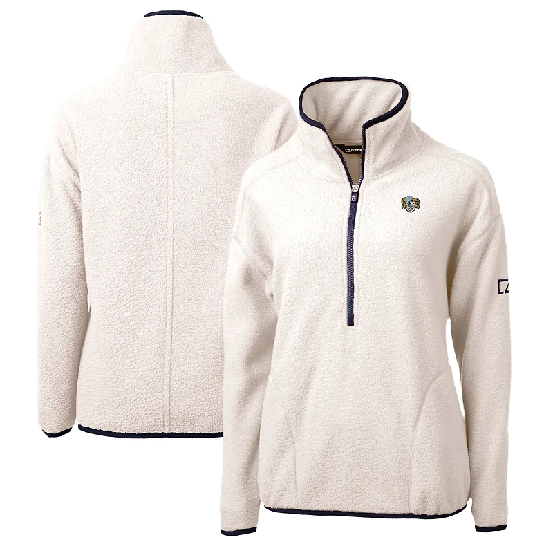 Women's Cutter & Buck Oatmeal North Carolina Tar Heels Vault Cascade Eco Sherpa Fleece Half-Zip Pullover Jacket