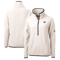 Women's Cutter & Buck  Oatmeal North Carolina Tar Heels Vault Cascade Eco Sherpa Fleece Half-Zip Pullover Jacket