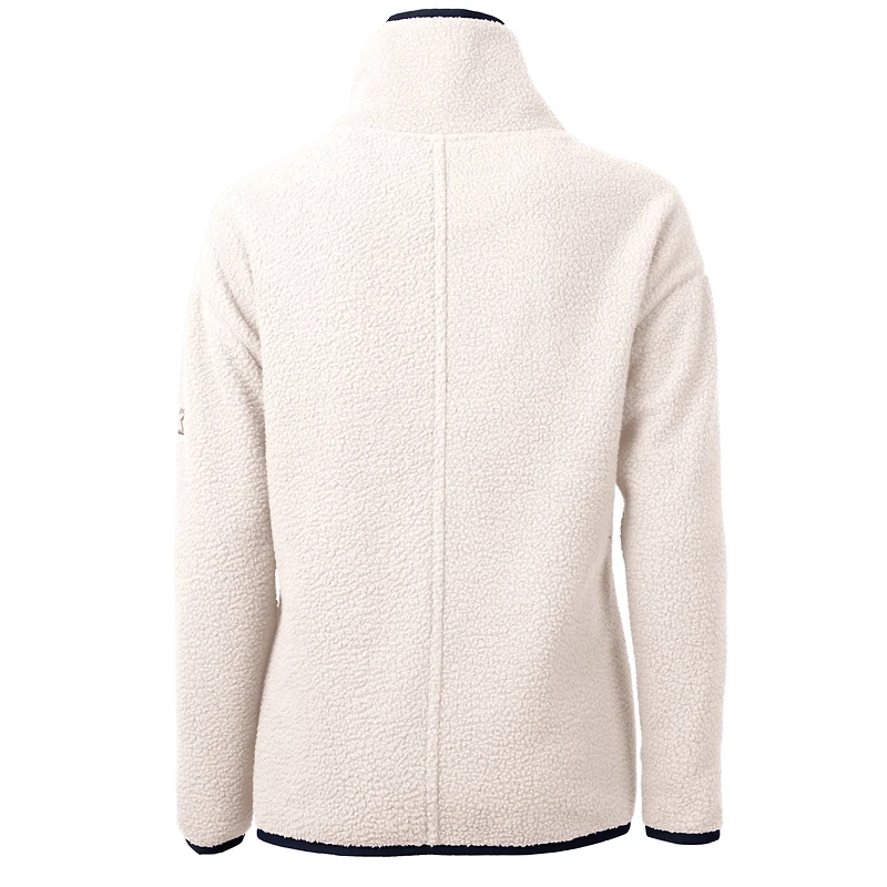 Women's Cutter & Buck Oatmeal North Carolina Tar Heels Vault Cascade Eco Sherpa Fleece Half-Zip Pullover Jacket
