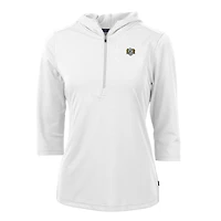 Women's Cutter & Buck White North Carolina Tar Heels Vault DryTec Virtue Eco Pique Recycled 3/4-Sleeve Half-Zip Pullover Hoodie