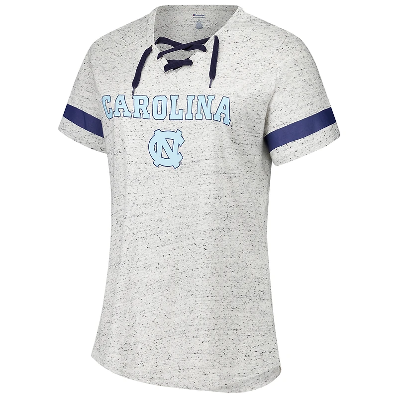 T-shirt à lacets et col en V grande taille pour femmes Fanatics Heather Gray North Carolina Tar Heels