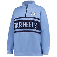 Pull zippé grande taille bleu clair/bleu marine pour femme Fanatics des Tar Heels de Caroline du Nord