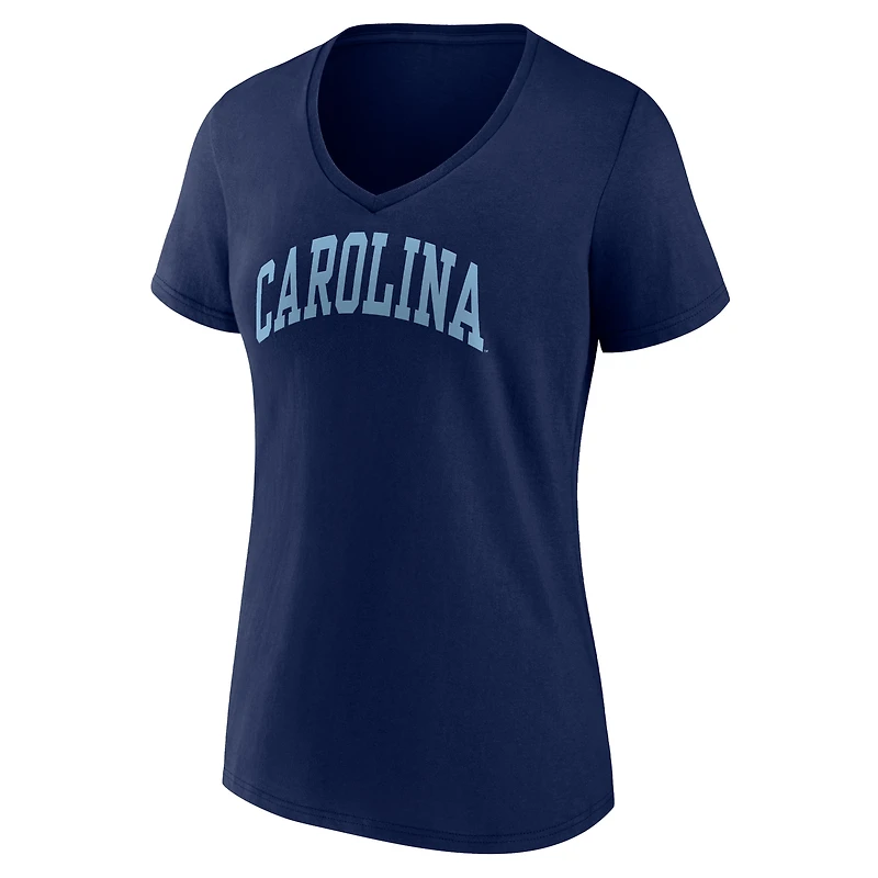 T-shirt à col en V basique Fanatics pour femmes, marine, North Carolina Tar Heels