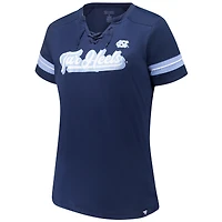 Women's Fanatics Navy North Carolina Tar Heels Plus Overtime Readiness Lace-Up T-Shirt