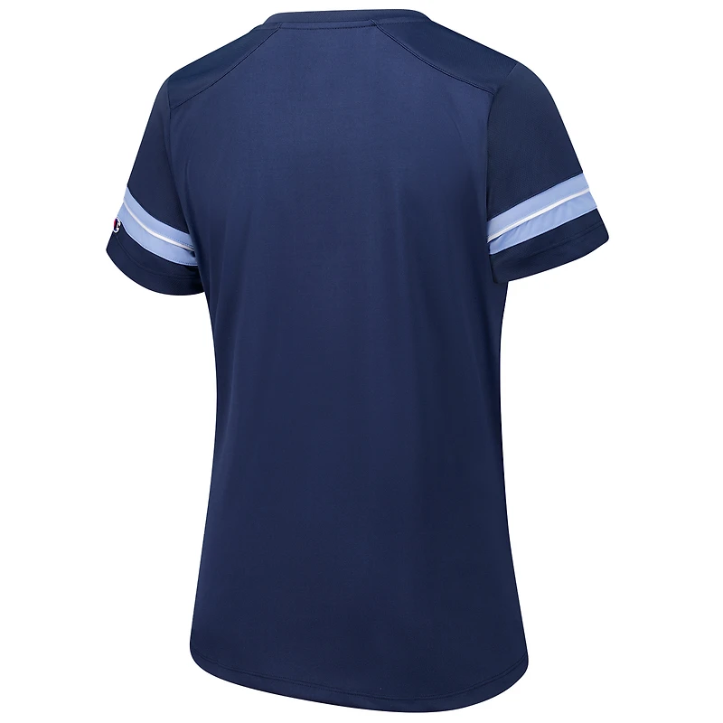 T-shirt à lacets pour femmes Fanatics Navy North Carolina Tar Heels grande taille Overtime Readiness