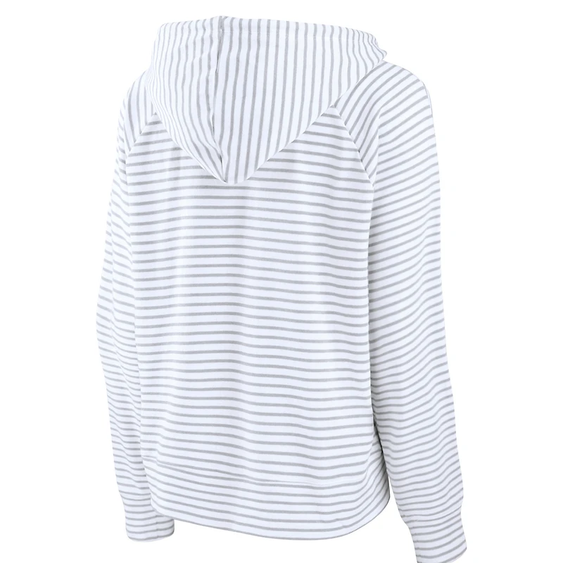 Women's Fanatics  White North Carolina Tar Heels Striped Notch Neck Pullover Hoodie