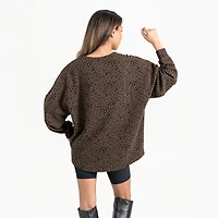 Sweat-shirt surdimensionné léopard marron Gameday Couture pour femme des Tar Heels de Caroline du Nord