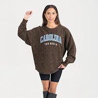 Sweat-shirt surdimensionné léopard marron Gameday Couture pour femme des Tar Heels de Caroline du Nord