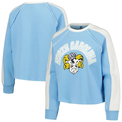 Women's Gameday Couture Carolina Blue North Tar Heels Blindside Raglan Cropped Pullover Sweatshirt