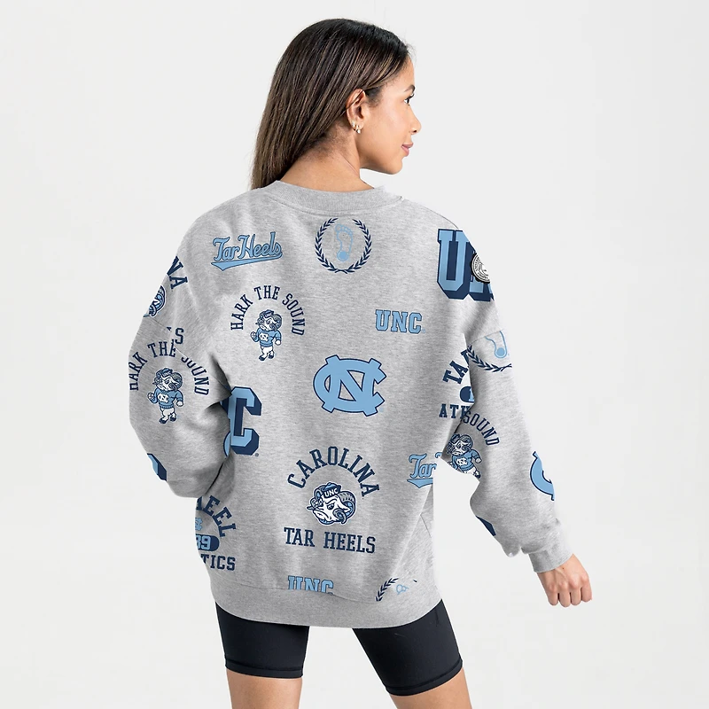 Women's Gameday Couture Gray North Carolina Tar Heels Always on Repeat Fleece Sweatshirt