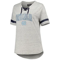 T-shirt à lacets taille plus North Carolina Tar Heels gris chiné pour femme