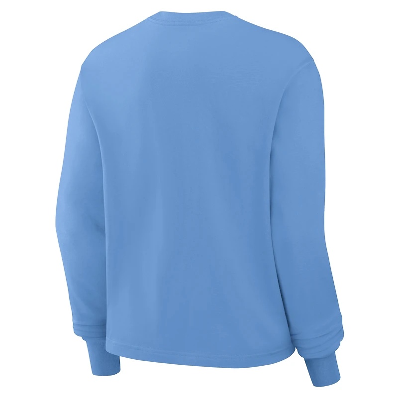 T-shirt carré à manches longues Jordan Brand Carolina Blue North Tar Heels Primetime University pour femme