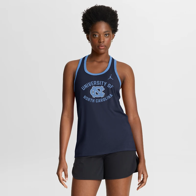 Women's Jordan Brand Navy North Carolina Tar Heels Uni Name Tri-Blend Dri-FIT Racerback Tank Top