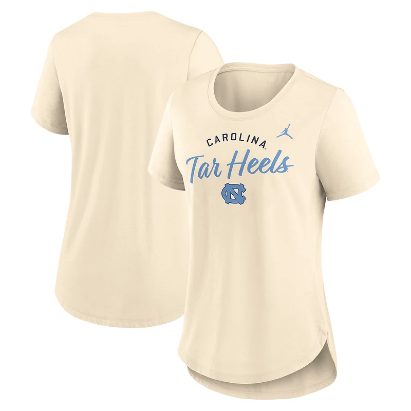 Women's Jordan Brand  Tan North Carolina Tar Heels Script Logo Tri-Blend T-Shirt