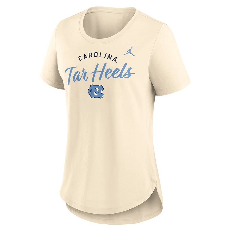 Women's Jordan Brand Tan North Carolina Tar Heels Script Logo Tri-Blend T-Shirt