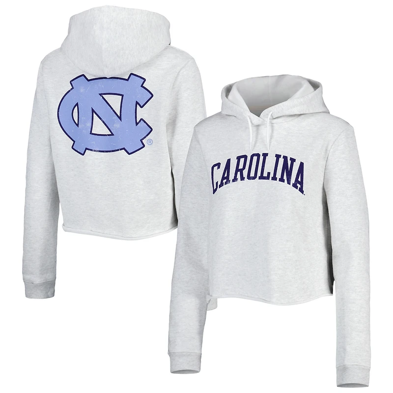 Sweat à capuche court League Collegiate Wear Ash North Carolina Tar Heels 2-Hit 1636 pour femmes