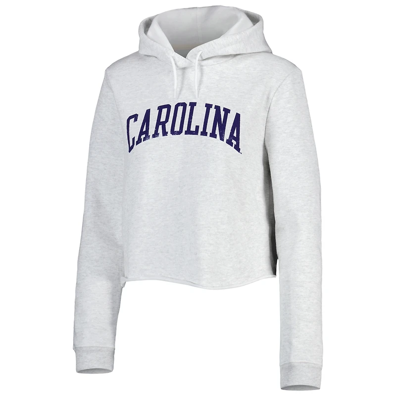 Sweat à capuche court League Collegiate Wear Ash North Carolina Tar Heels 2-Hit 1636 pour femmes