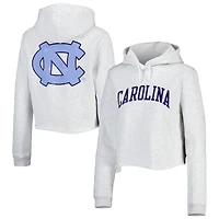 Sweat à capuche court League Collegiate Wear Ash North Carolina Tar Heels 2-Hit 1636 pour femmes