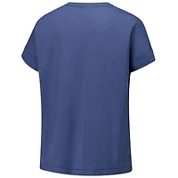 T-shirt à revers roulés bleu marine des Tar Heels de Caroline du Nord pour femmes la ligue universitaire