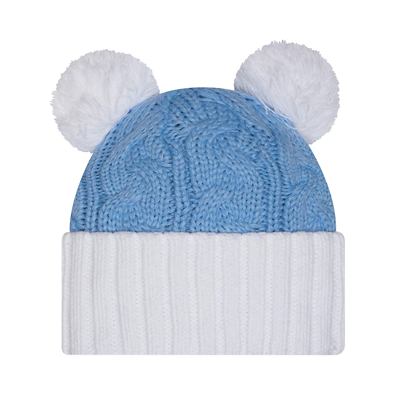 Women's New Era  Carolina Blue North Carolina Tar Heels Tonal Cuffed Knit Hat with Double Poms