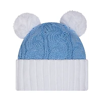 Women's New Era  Carolina Blue North Carolina Tar Heels Tonal Cuffed Knit Hat with Double Poms
