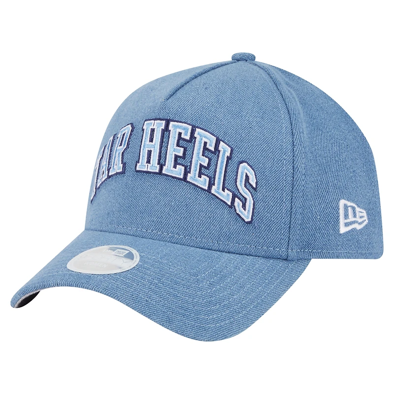 Casquette ajustable New Era en denim pour femme, modèle A-Frame 9FORTY, des Tar Heels de Caroline du Nord