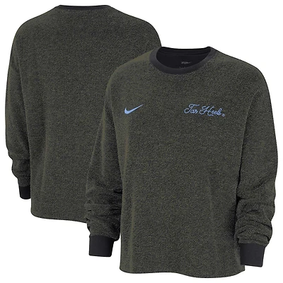 Women's Nike  Black North Carolina Tar Heels Move To Zero Yoga Script Pullover Sweatshirt