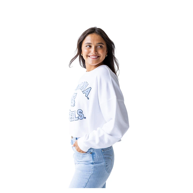 Women's North Carolina Tar Heels Gameday Social White Raw Edge Boxy Cropped Sweatshirt