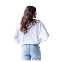 Women's North Carolina Tar Heels Gameday Social White Raw Edge Boxy Cropped Sweatshirt