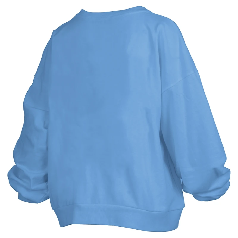 Sweat-shirt surdimensionné à col rond pour femme, bleu Carolina Tar Heels, avec logo Janise Arch Over, longueur la taille