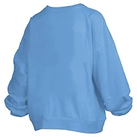Sweat-shirt surdimensionné à col rond pour femme, bleu Carolina Tar Heels, avec logo Janise Arch Over, longueur la taille