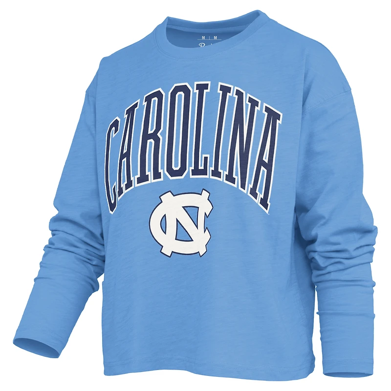 Women's Pressbox Navy North Carolina Tar Heels Motley Boxy Waist-Length Long Sleeve T-Shirt