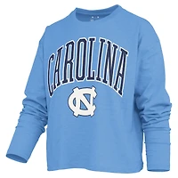 Women's Pressbox Navy North Carolina Tar Heels Motley Boxy Waist-Length Long Sleeve T-Shirt