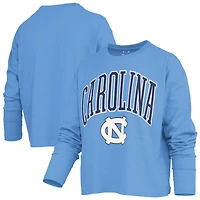 Women's Pressbox Navy North Carolina Tar Heels Motley Boxy Waist-Length Long Sleeve T-Shirt