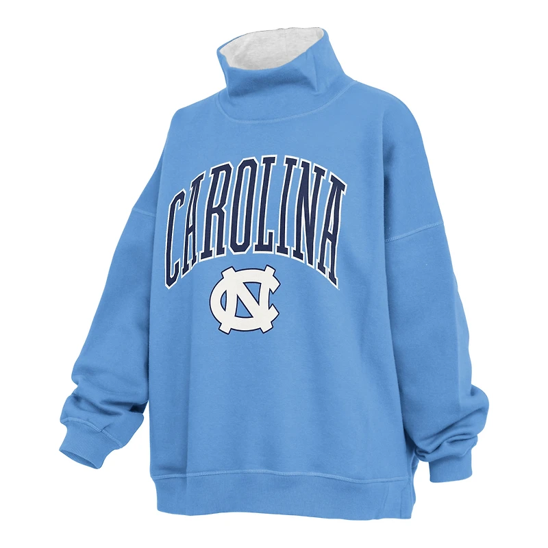 Women's Pressbox Carolina Blue North Tar Heels Oversized Mock Neck Sweatshirt