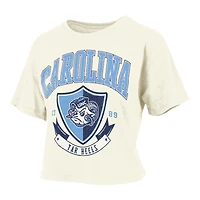 Women's Pressbox Cream North Carolina Tar Heels Buckler Vintage Cropped T-Shirt