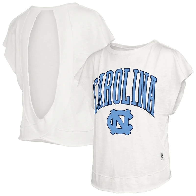 Women's Pressbox  Cream North Carolina Tar Heels Nelson Movement Open Back Slub T-Shirt